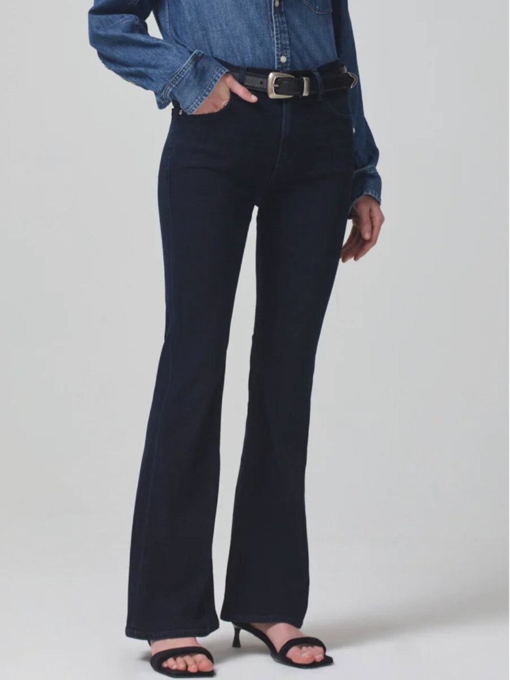 Citizens of Humanity - Isola Flare Jean -Chamber Dark Wash High Rise Flare Denim - Picture 5 of 7